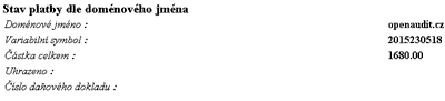 Domna nen podle veho zaplacen....